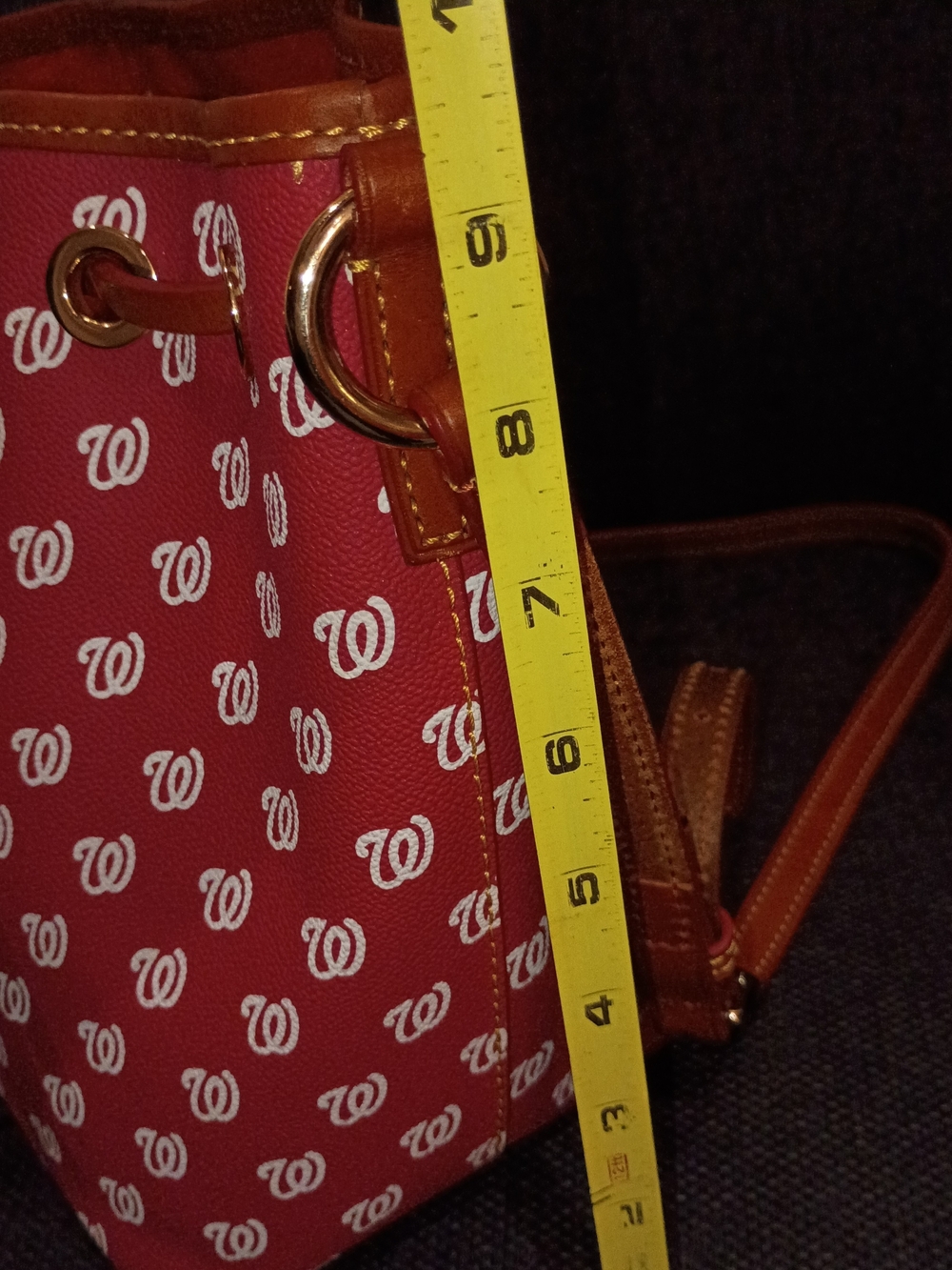 Dooney & Bourke Gretta Drawstring Bucket Bag with Washington Nationals Pattern - Picture 11 of 13